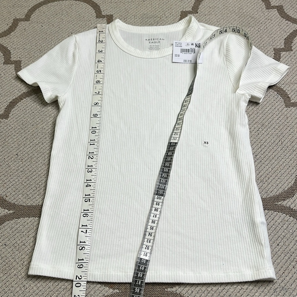 American Eagle Outfitters Hey Baby tee White Short Sleeve Tee Classic Crew Neck - Picture 4 of 9